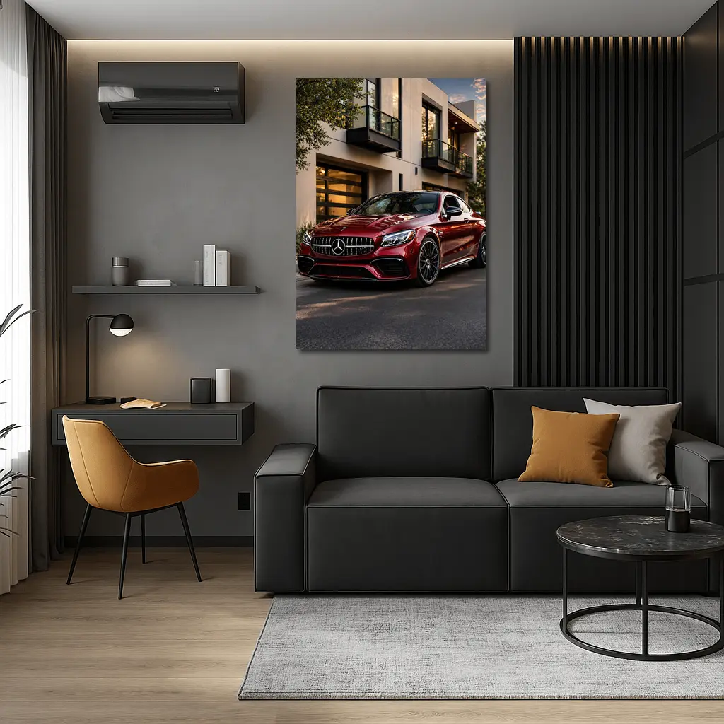 Mercedes AMG C63 Red Coupe Modern House – Wall Art