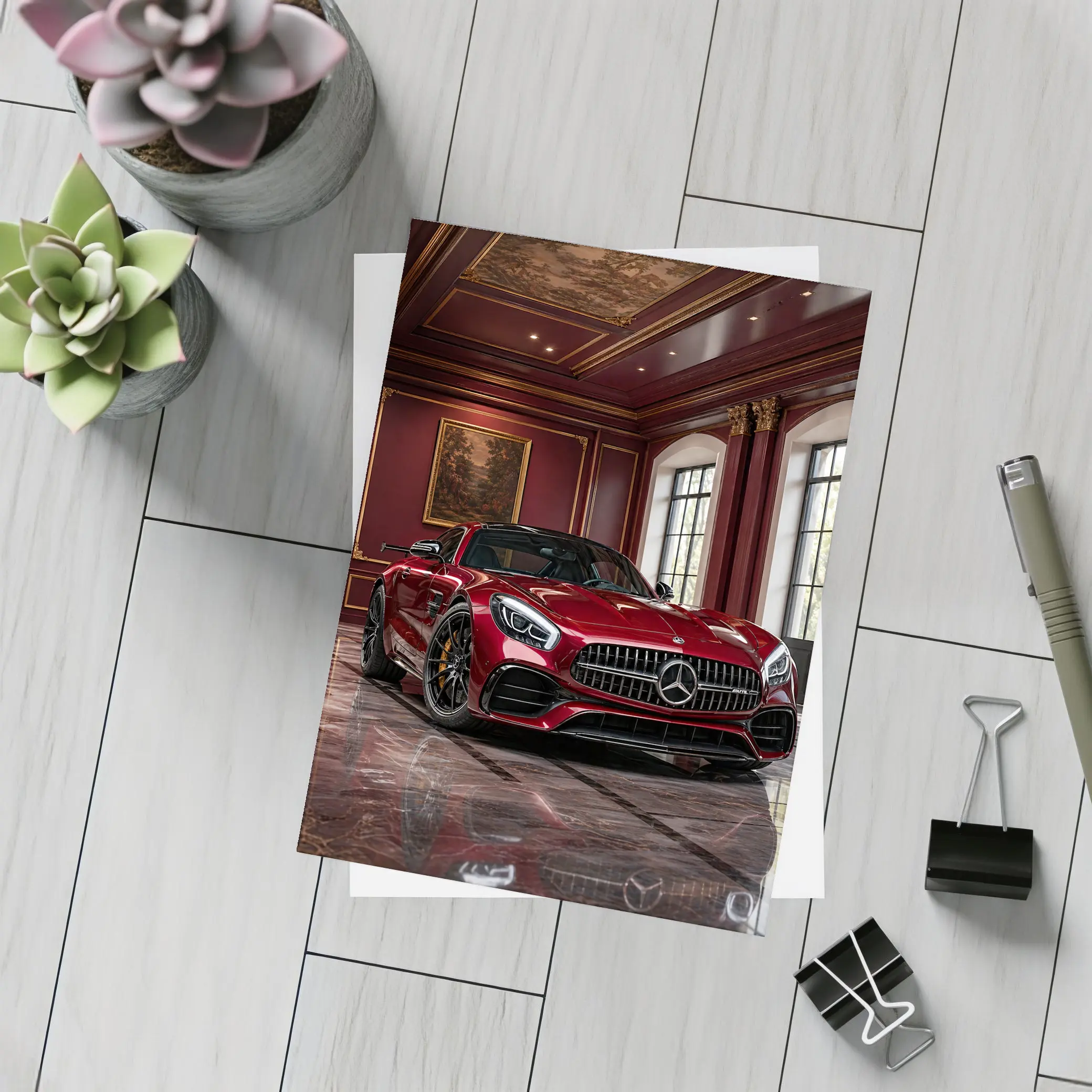 Mercedes AMG GT Red Luxury Mansion Interior – Postcards
