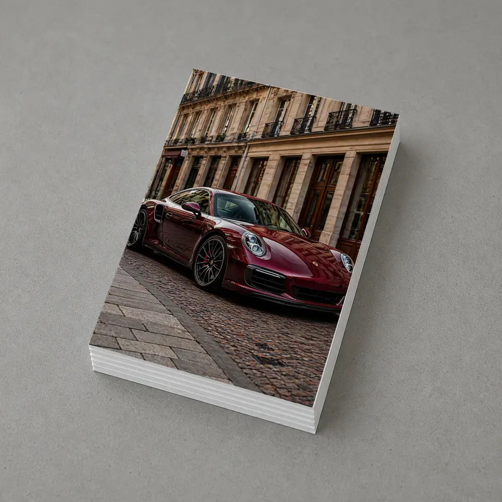 Burgundy Porsche 911 Parisian Street Scene – Postcards