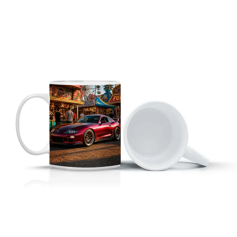 Toyota Supra Red Carnival Fairground Setting – Mugs