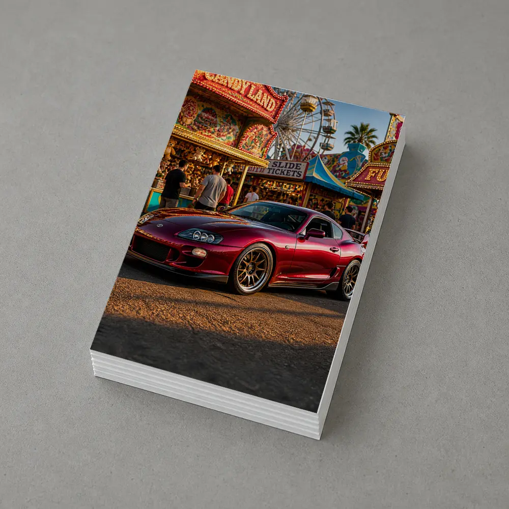 Toyota Supra Red Carnival Fairground Setting – Postcards