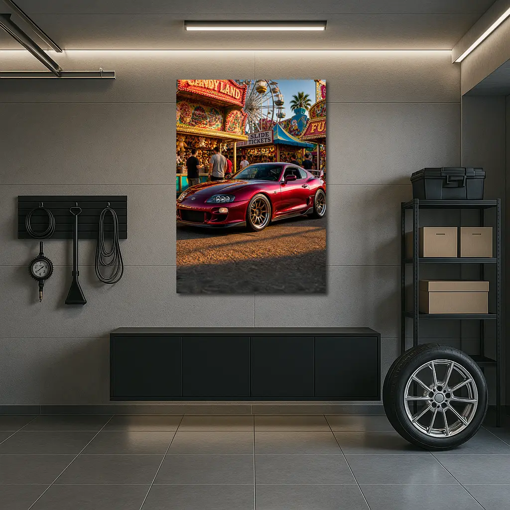Toyota Supra Red Carnival Fairground Setting – Wall Art