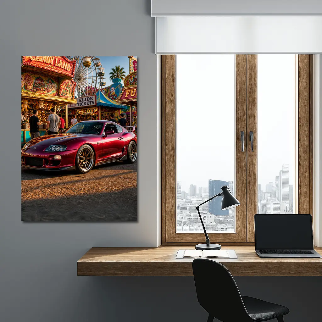 Toyota Supra Red Carnival Fairground Setting – Wall Art
