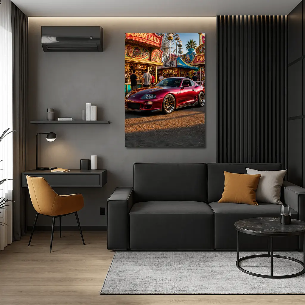Toyota Supra Red Carnival Fairground Setting – Wall Art