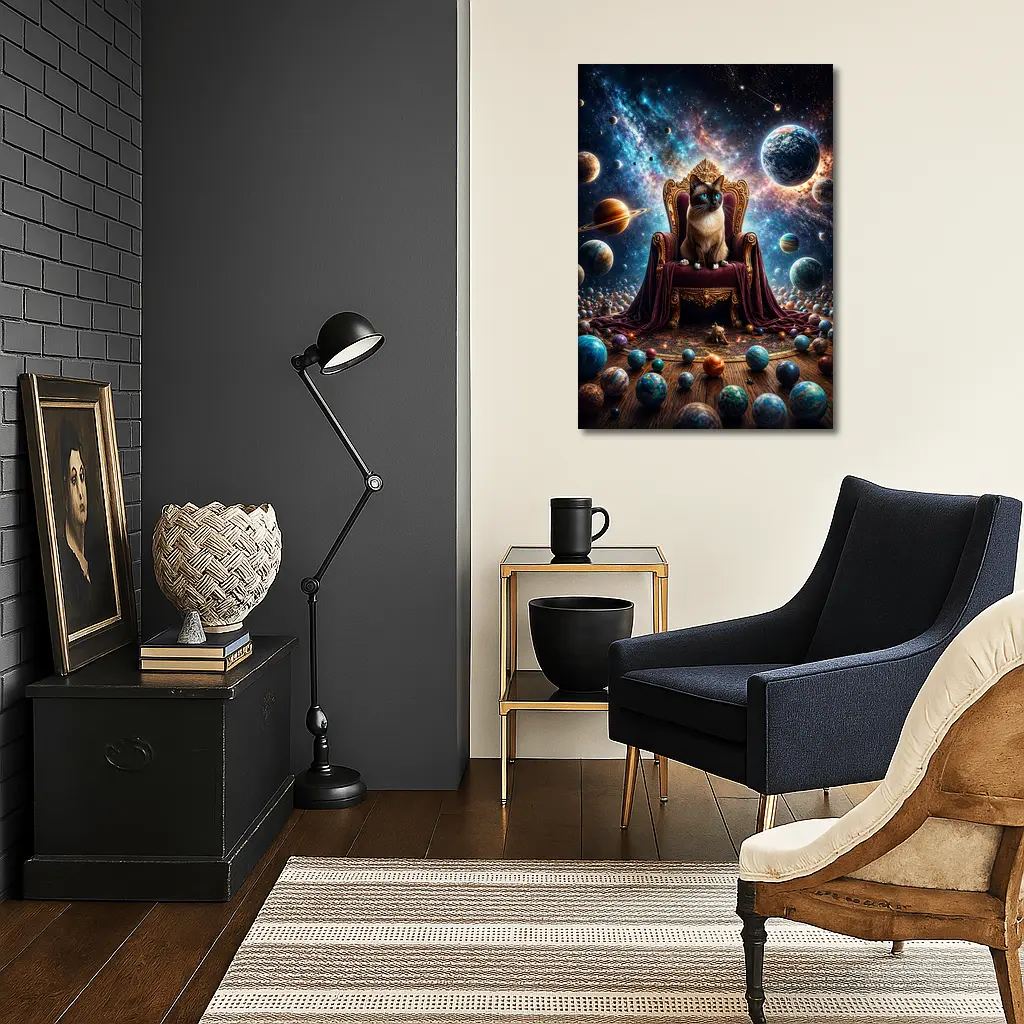 Siamese Cat Ruling Cosmic Galaxy Throne – Wall Art