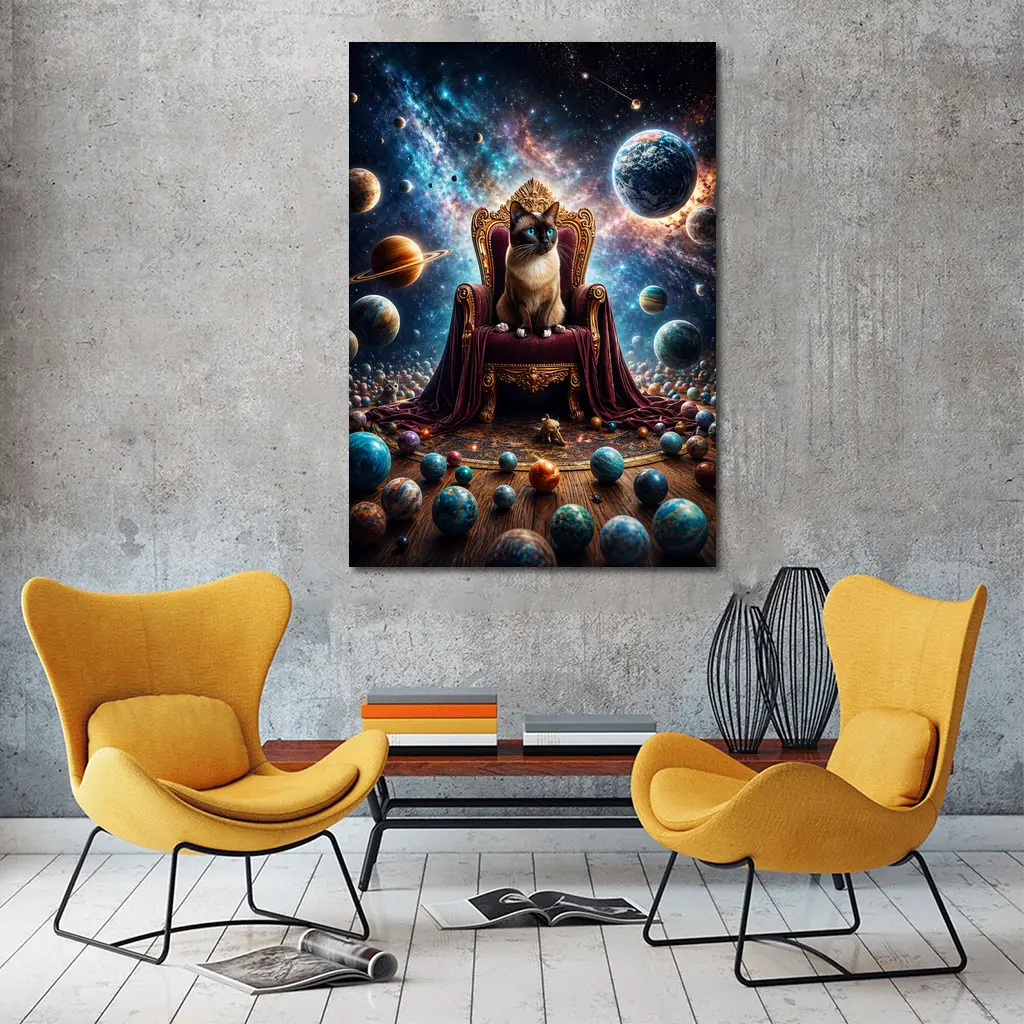 Siamese Cat Ruling Cosmic Galaxy Throne – Wall Art