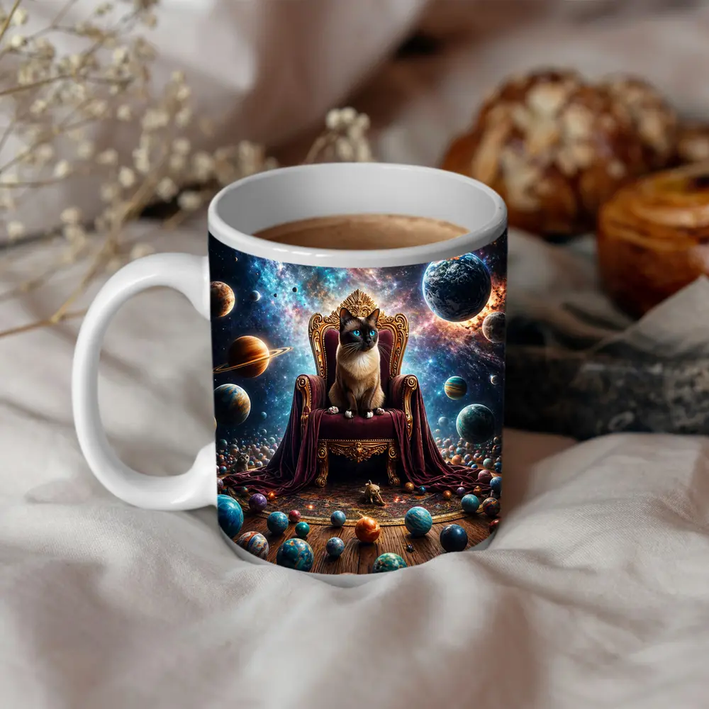 Siamese Cat Ruling Cosmic Galaxy Throne – Mugs