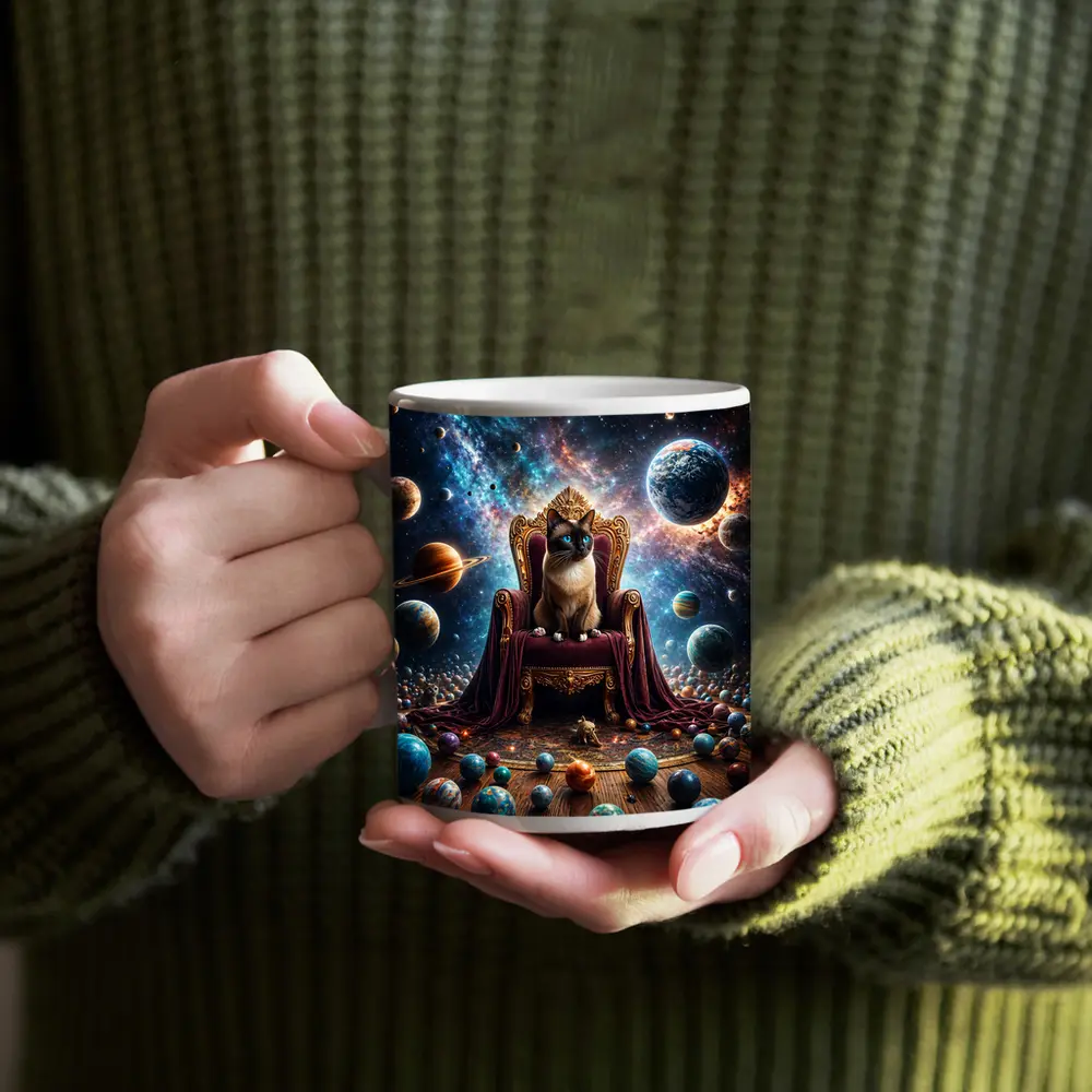 Siamese Cat Ruling Cosmic Galaxy Throne – Mugs