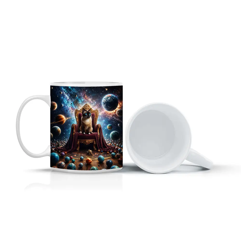 Siamese Cat Ruling Cosmic Galaxy Throne – Mugs
