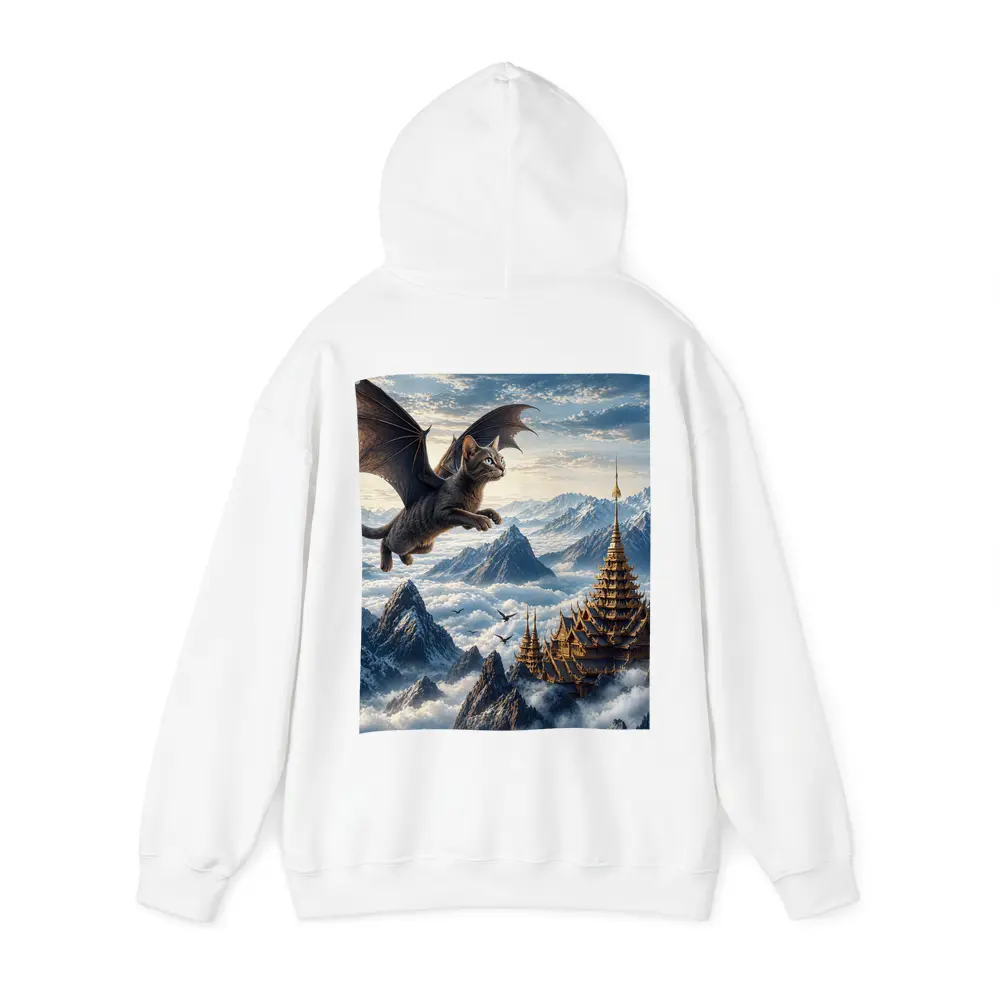 Burmese Dragon Cat Flying Over Mountains – Hoodies