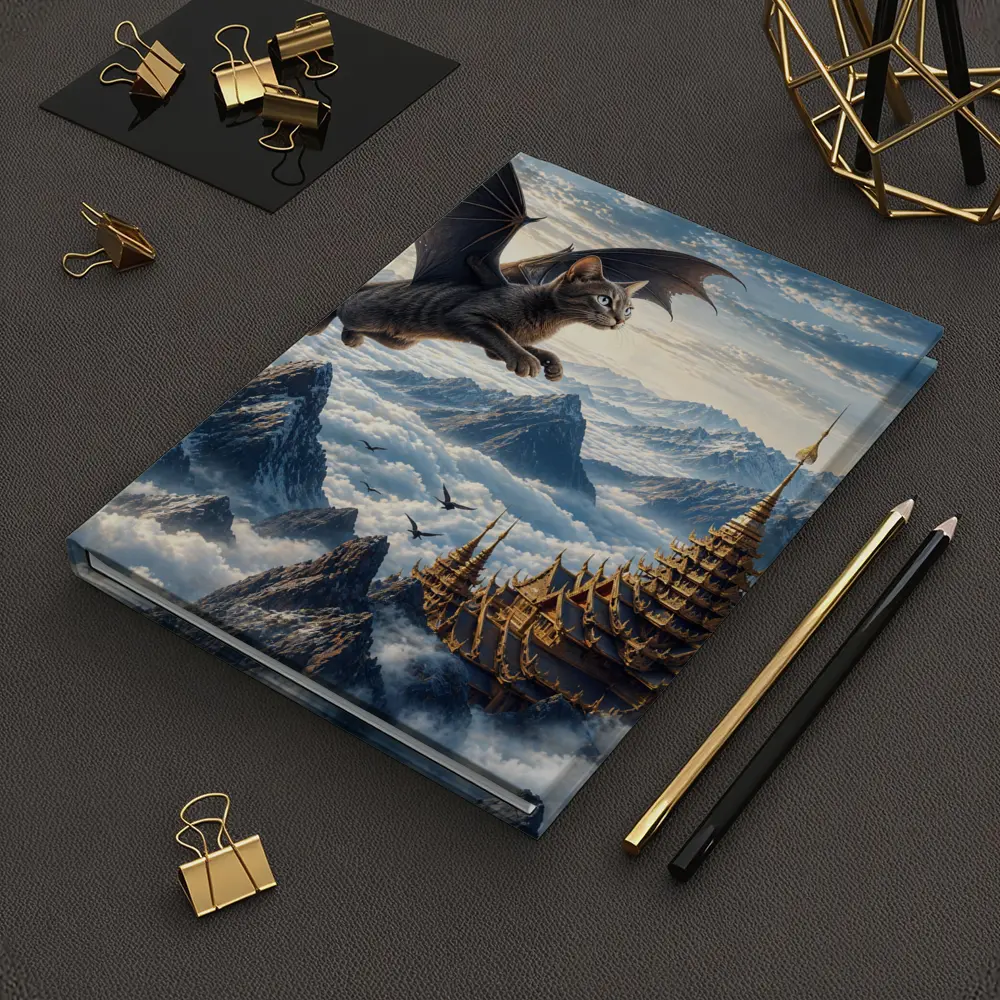 Burmese Dragon Cat Flying Over Mountains – Notebooks