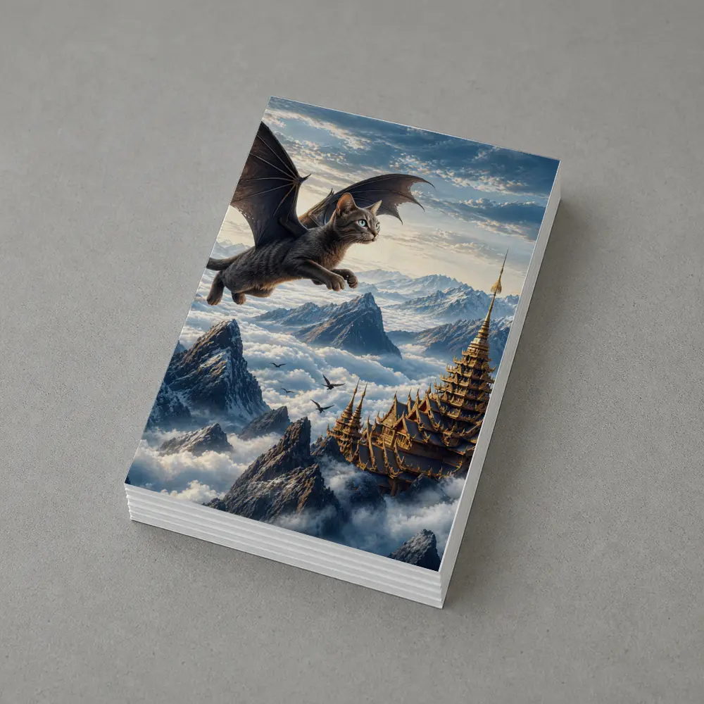 Burmese Dragon Cat Flying Over Mountains – Postcards