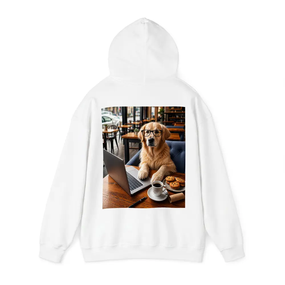 Golden Retriever With Glasses In Cafe – Hoodies