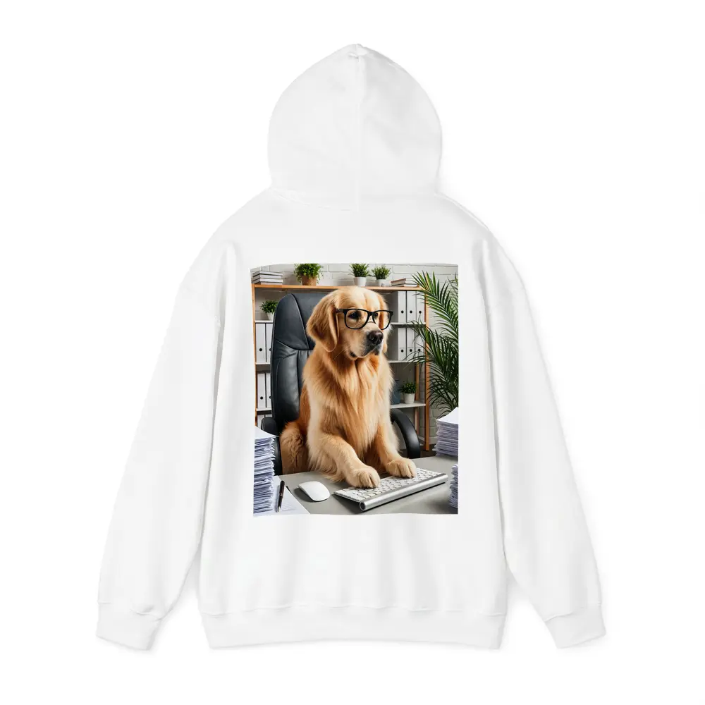 Golden Retriever Boss Working at Office Desk – Hoodies