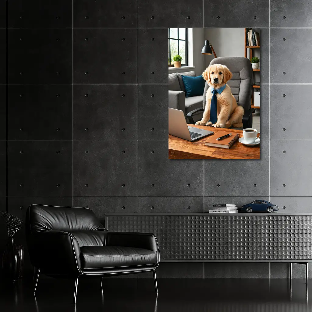 Golden Retriever Puppy Boss Home Office – Wall Art