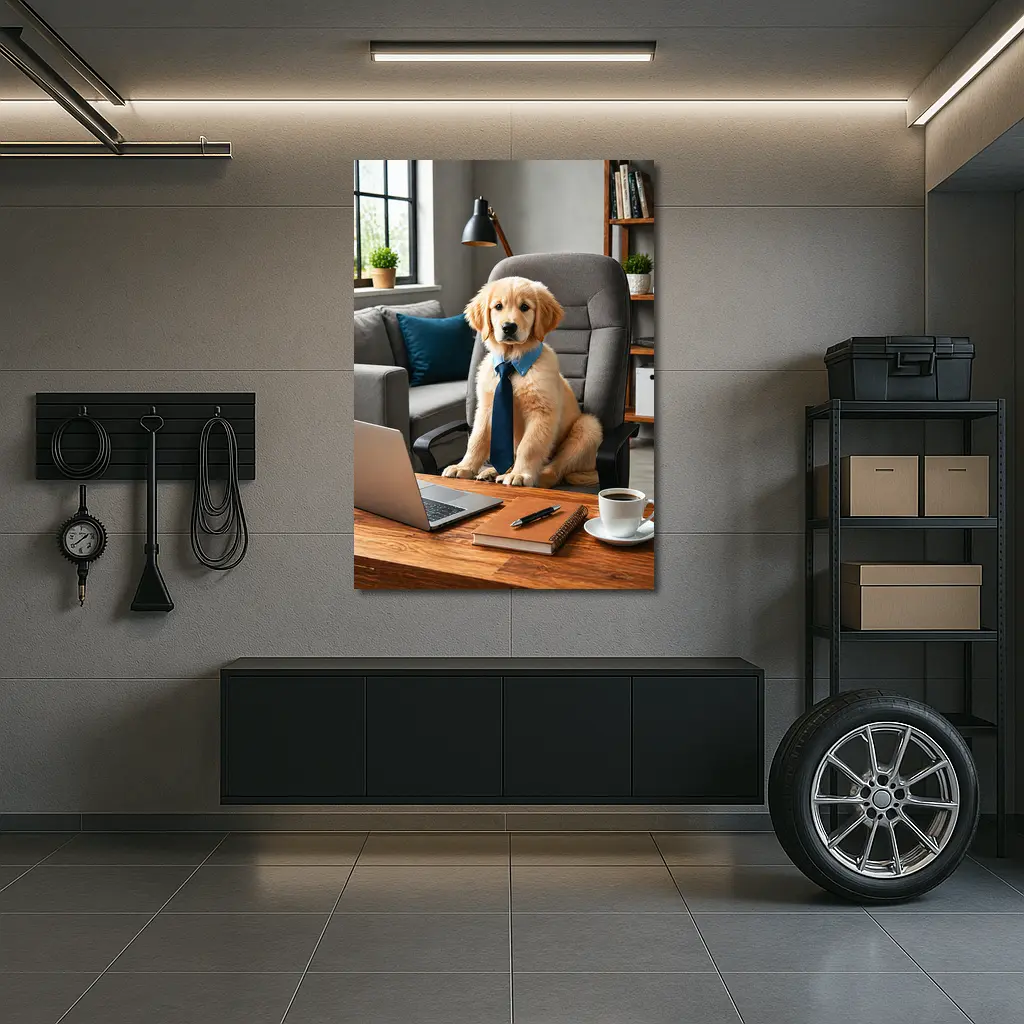 Golden Retriever Puppy Boss Home Office – Wall Art