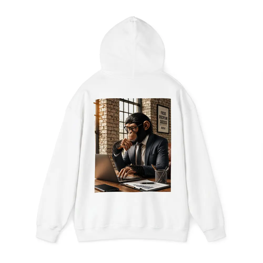 Chimpanzee Boss Working at Office Desk – Hoodies