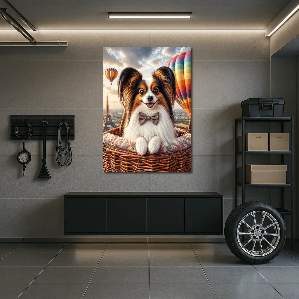 Papillon Dog Hot Air Balloon Paris – Wall Art