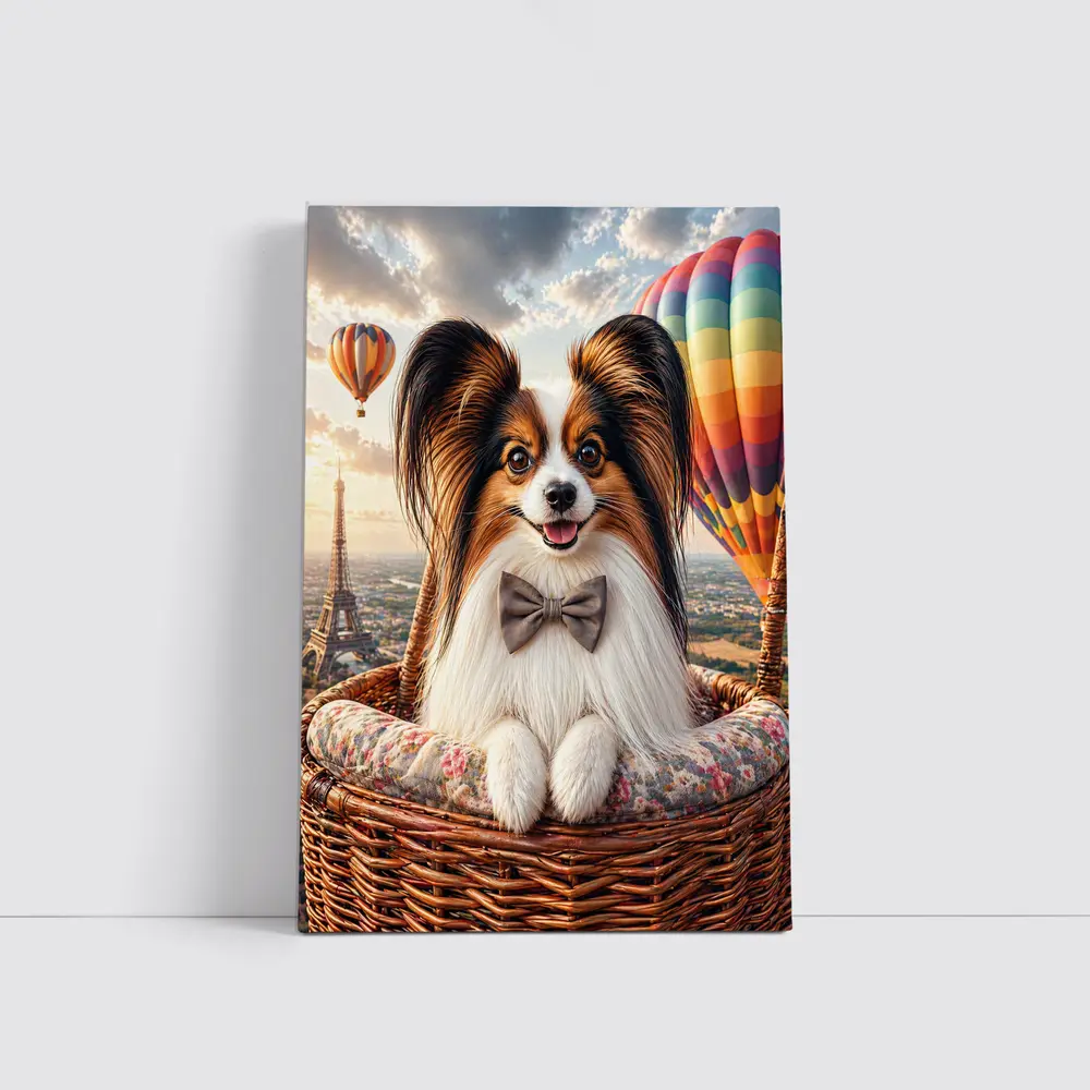 Papillon Dog Hot Air Balloon Paris – Wall Art