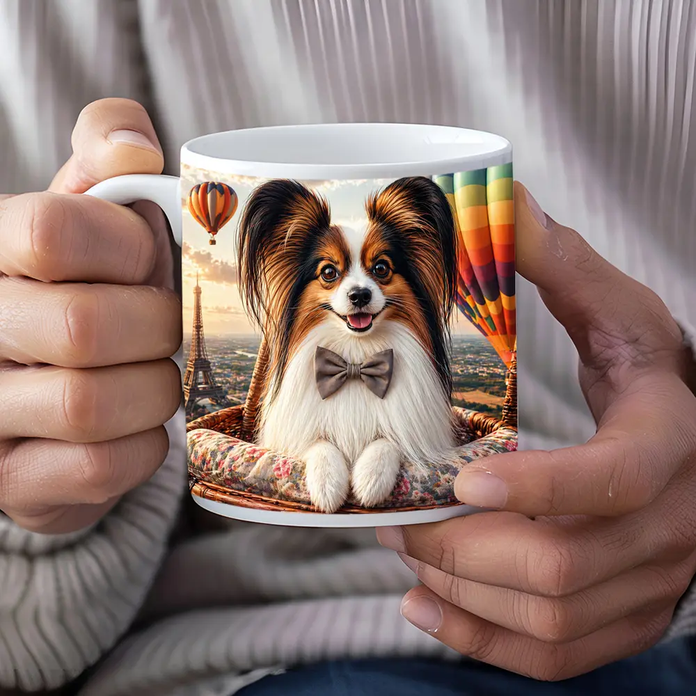 Papillon Dog Hot Air Balloon Paris – Mugs