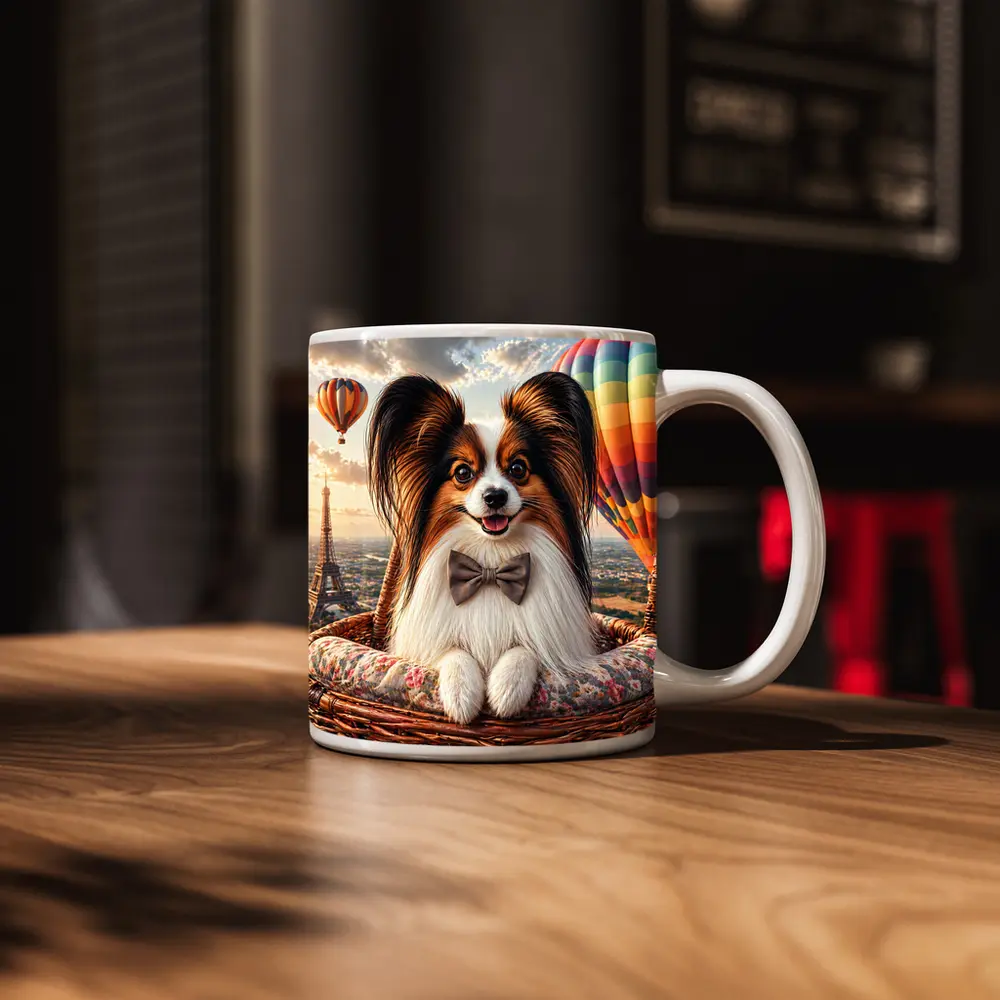 Papillon Dog Hot Air Balloon Paris – Mugs