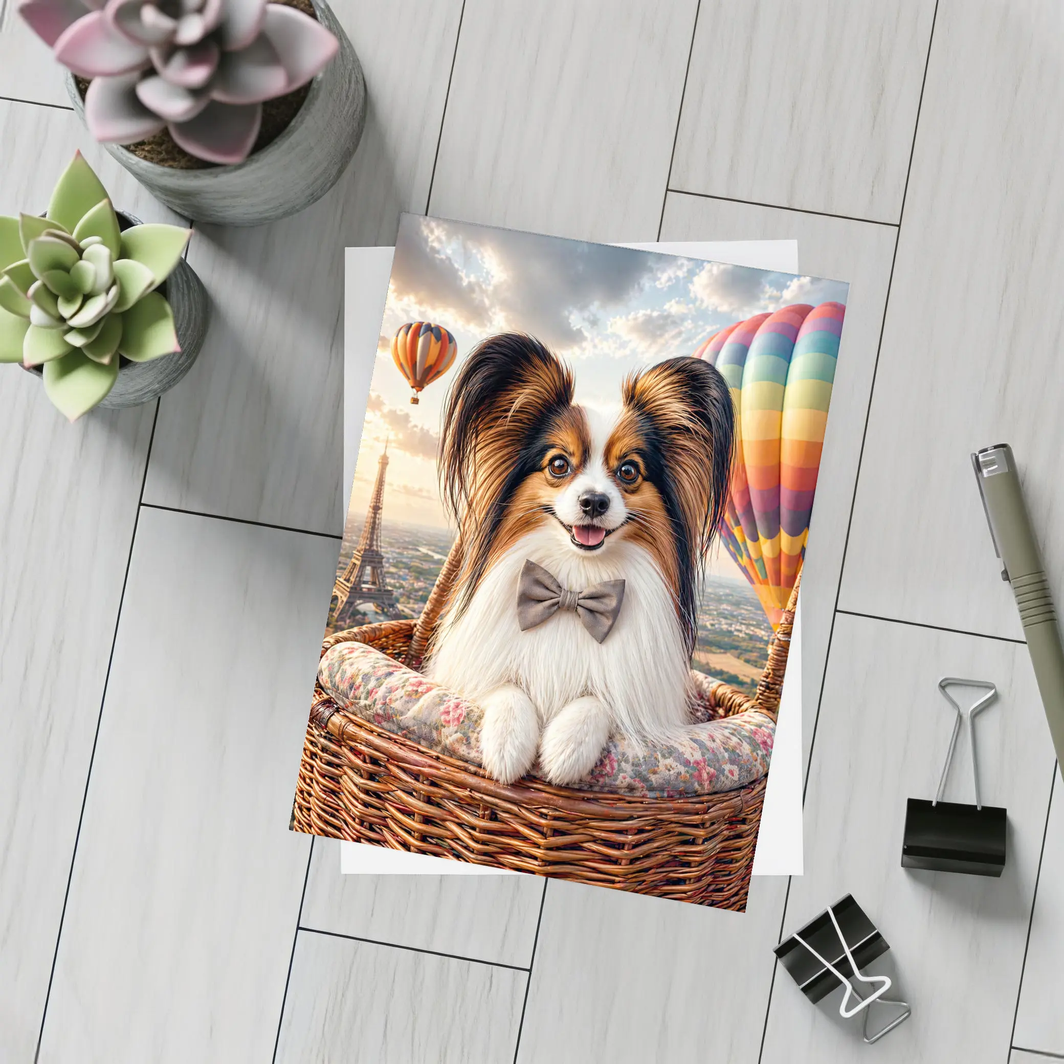 Papillon Dog Hot Air Balloon Paris – Postcards