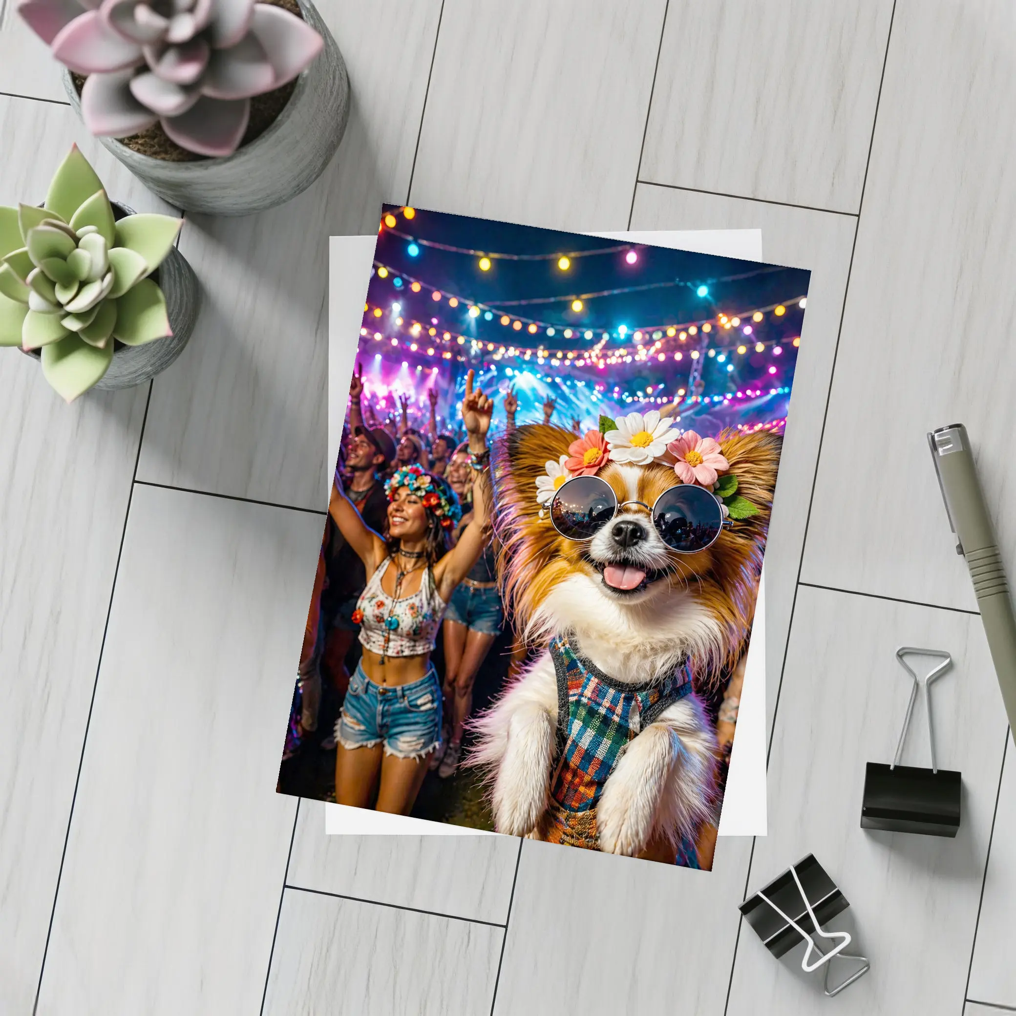 Papillon Dog at Colorful Music Festival – Postcards