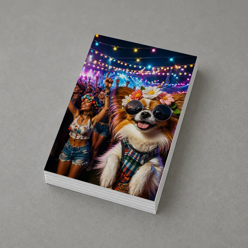 Papillon Dog at Colorful Music Festival – Postcards