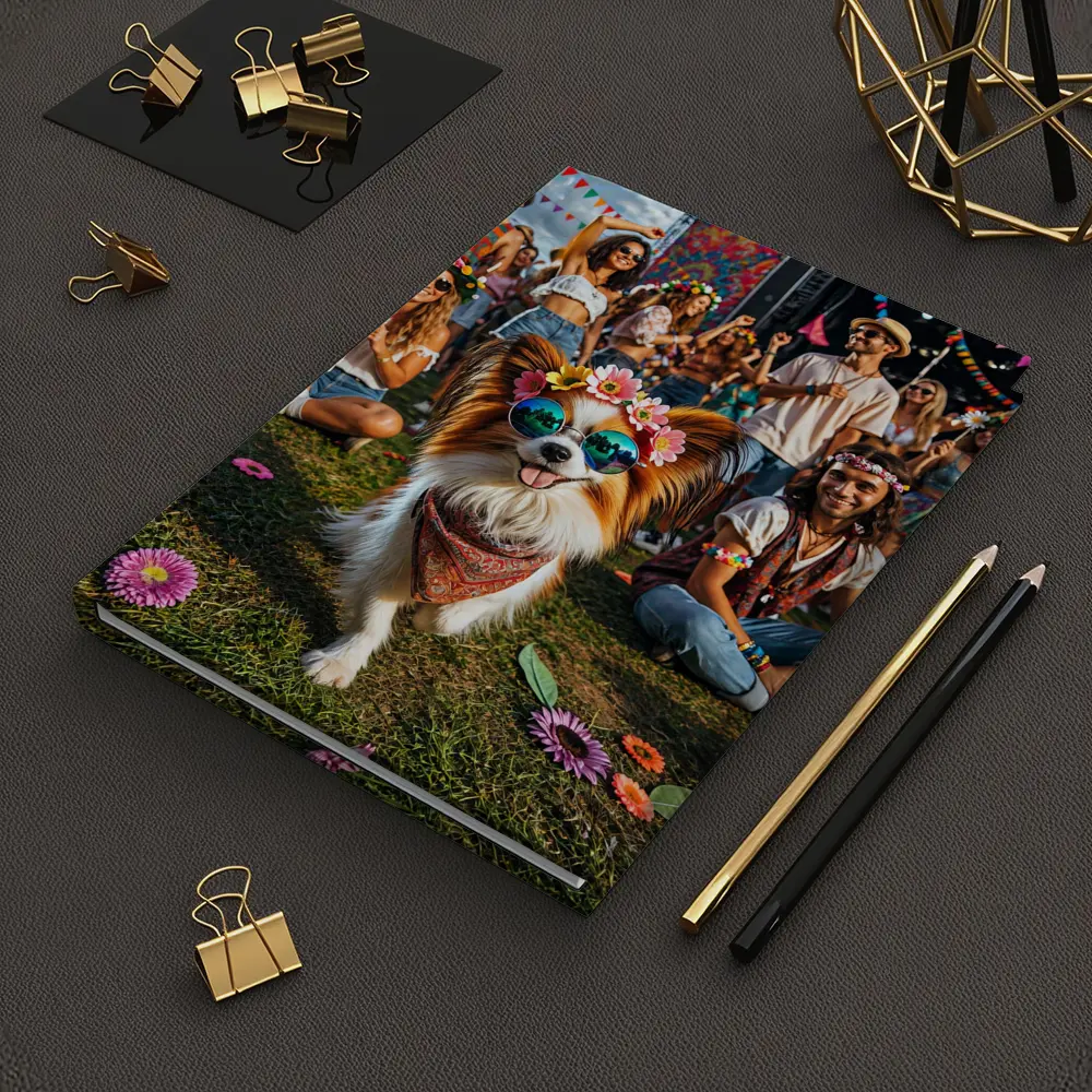 Papillon Dog Festival Flowers Sunglasses Crowd – Notebooks