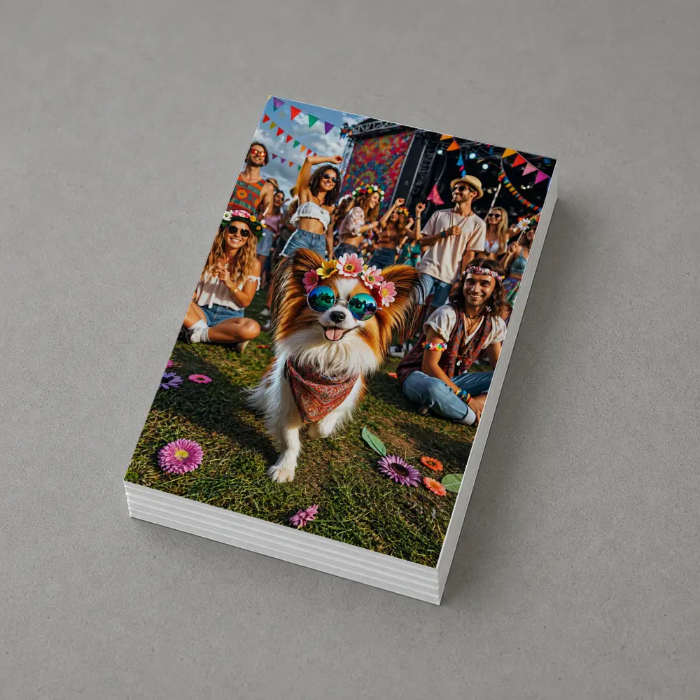 Papillon Dog Festival Flowers Sunglasses Crowd – Postcards