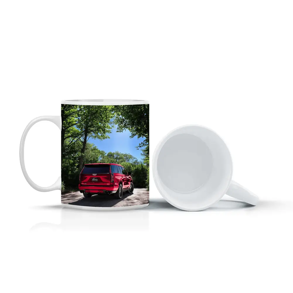 Red Cadillac Escalade V Series Forest Road – Mugs