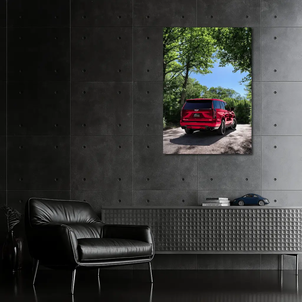 Red Cadillac Escalade V Series Forest Road – Wall Art