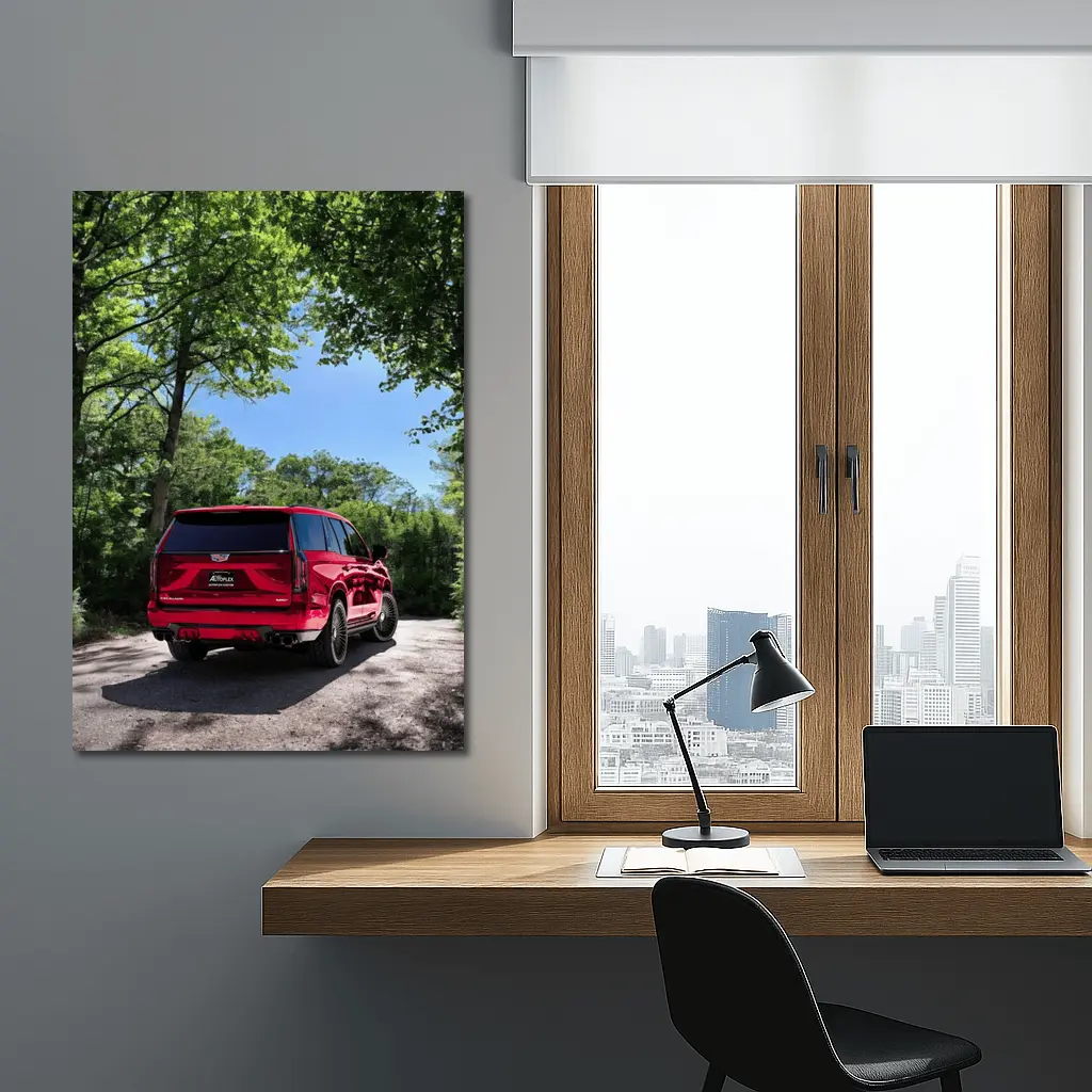 Red Cadillac Escalade V Series Forest Road – Wall Art