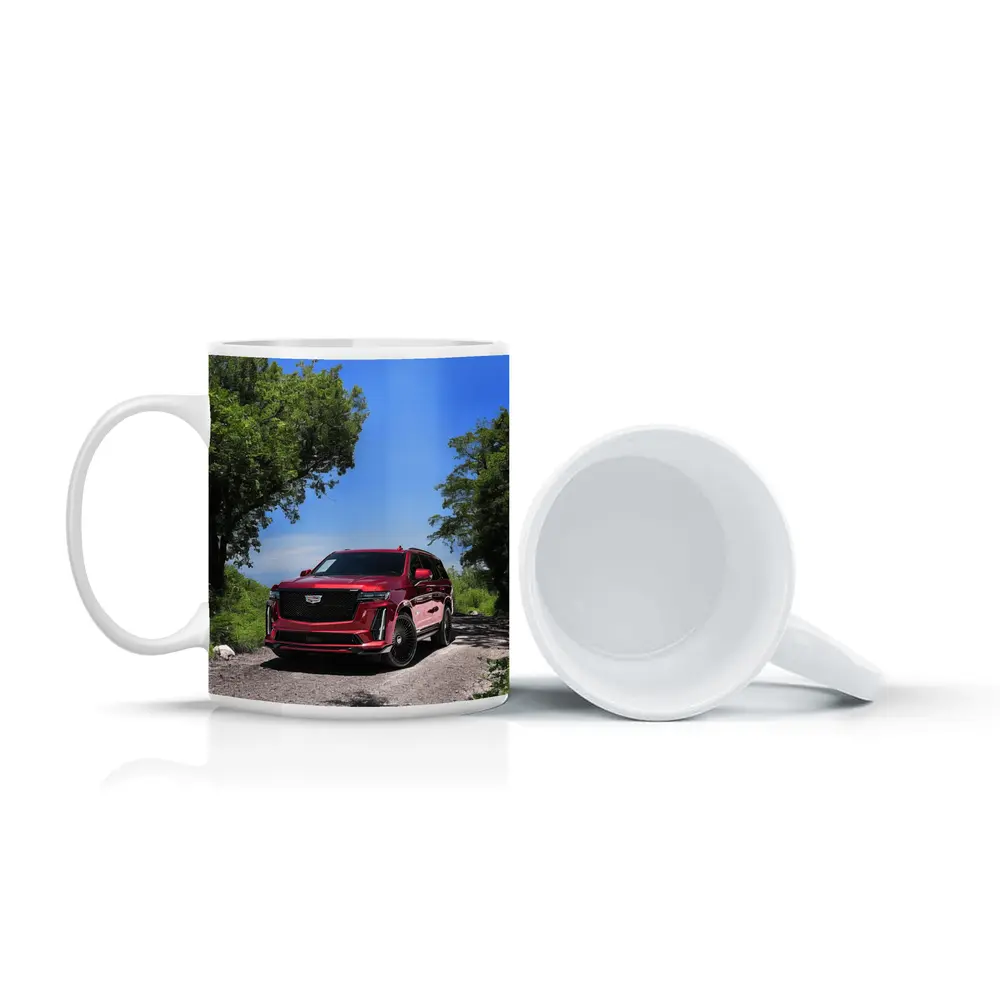 Cadillac Escalade V Red on Forest Road – Mugs