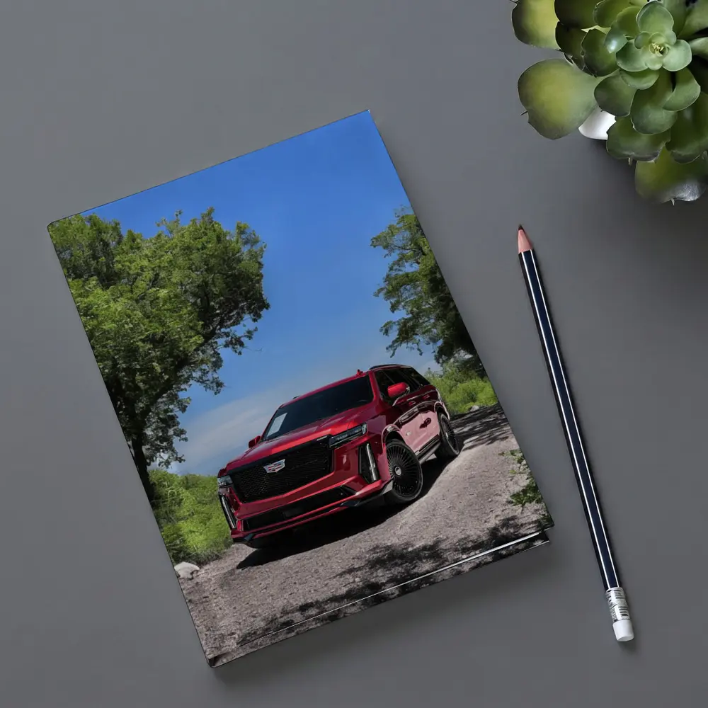 Cadillac Escalade V Red on Forest Road – Notebooks