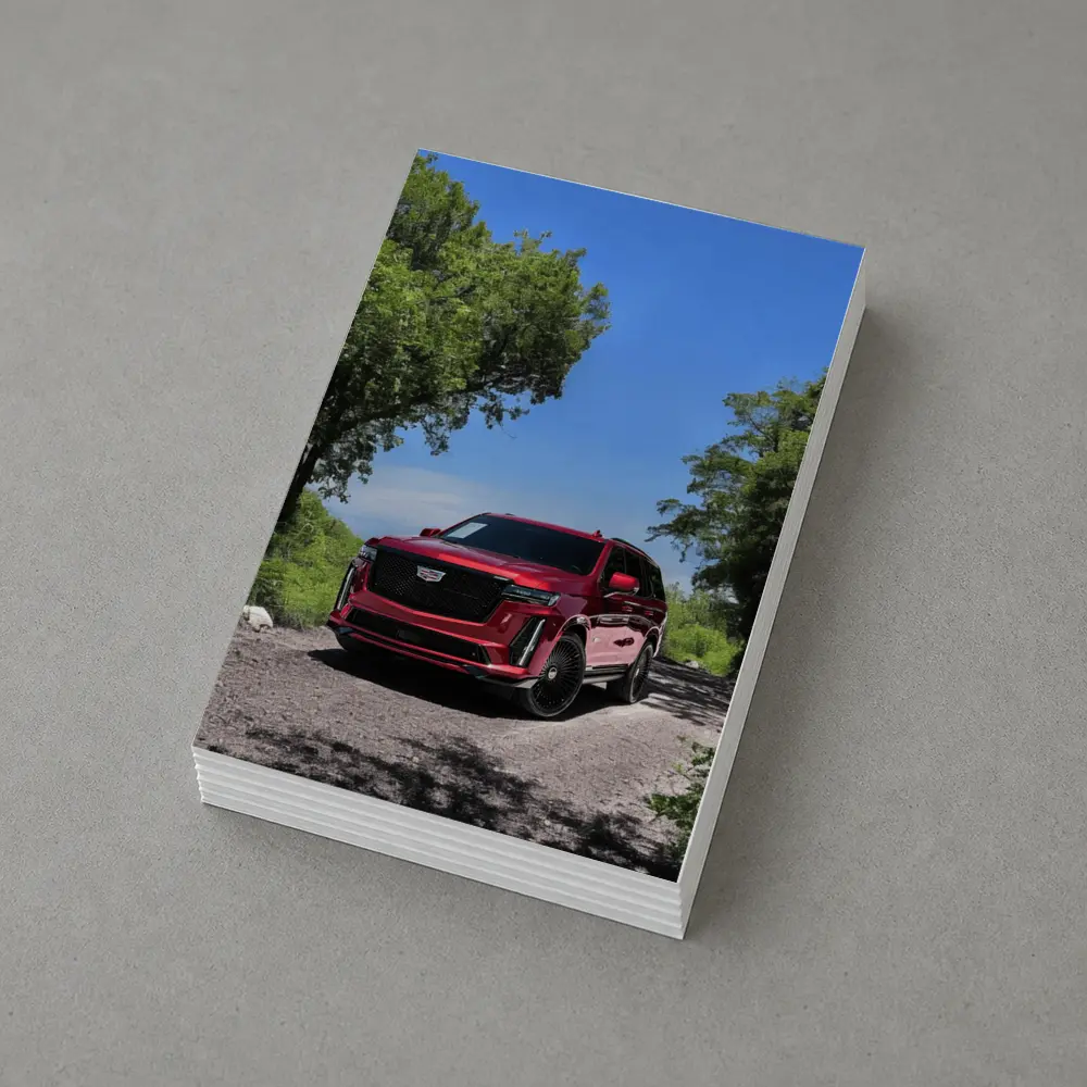 Cadillac Escalade V Red on Forest Road – Postcards