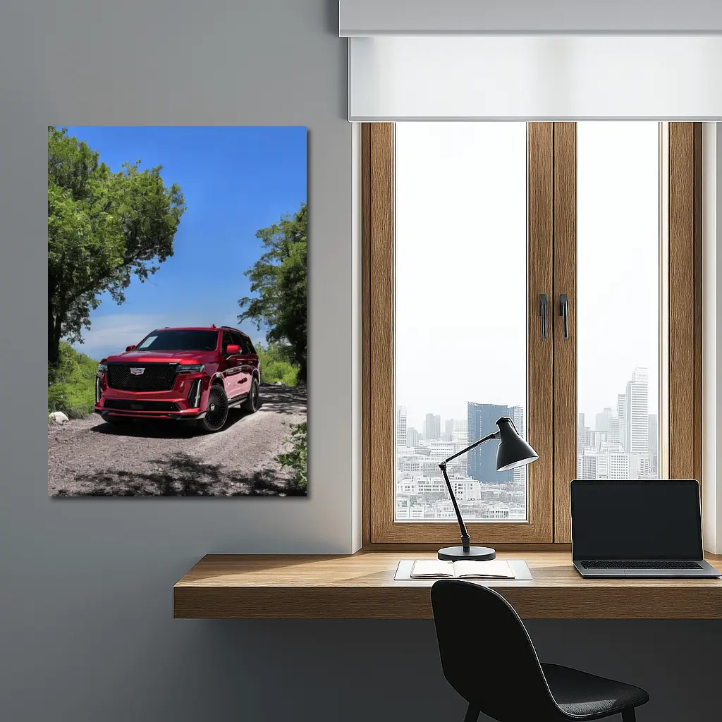 Cadillac Escalade V Red on Forest Road – Wall Art