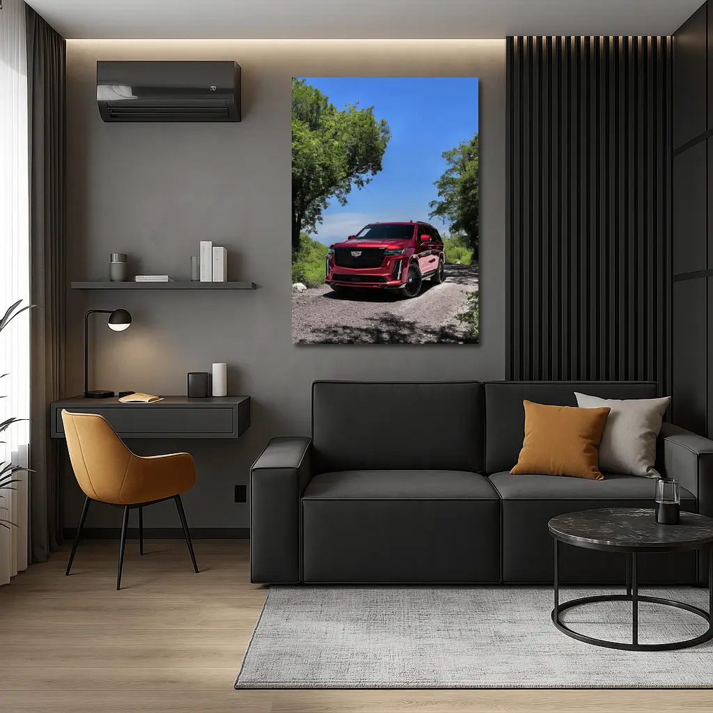 Cadillac Escalade V Red on Forest Road – Wall Art
