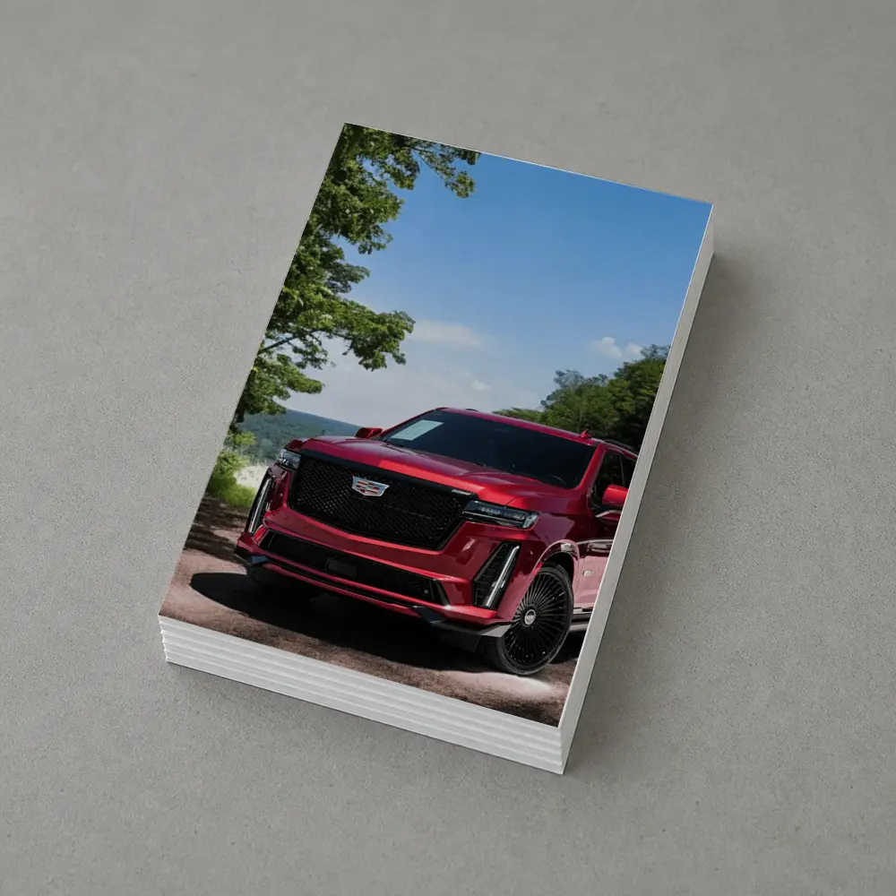 Red Cadillac Escalade Parked in Green Nature – Postcards