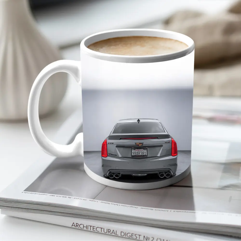 Cadillac CTS Rear View Gray Studio – Mugs