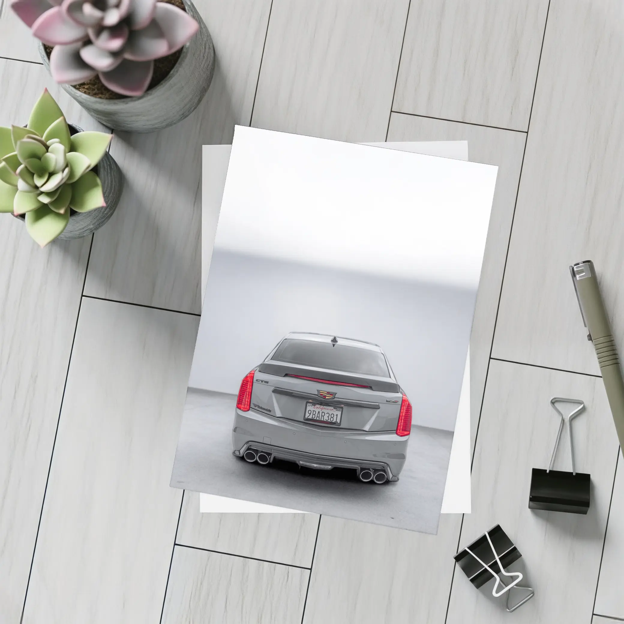 Cadillac CTS Rear View Gray Studio – Postcards