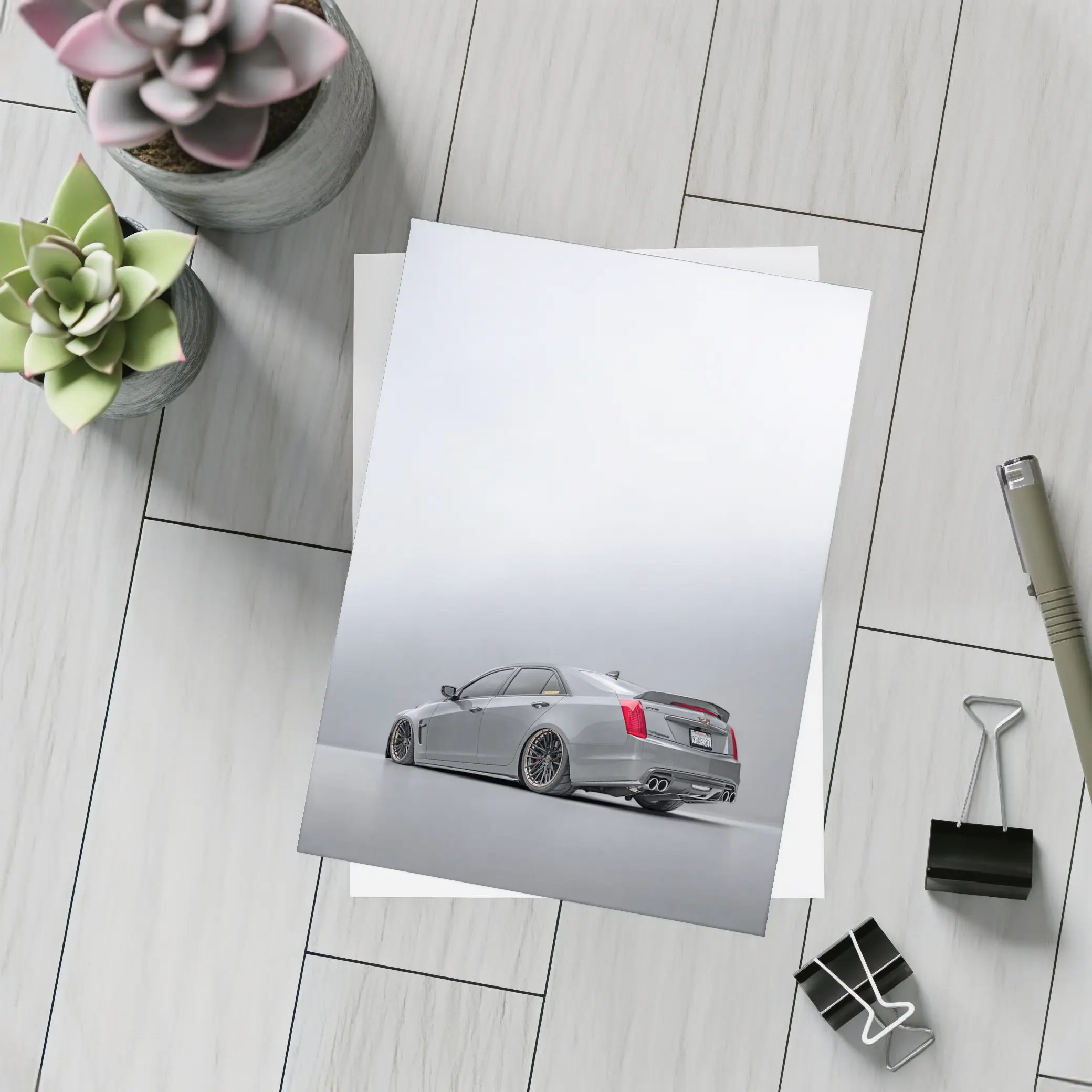 Cadillac CTS Slammed Gray Studio Shot – Postcards