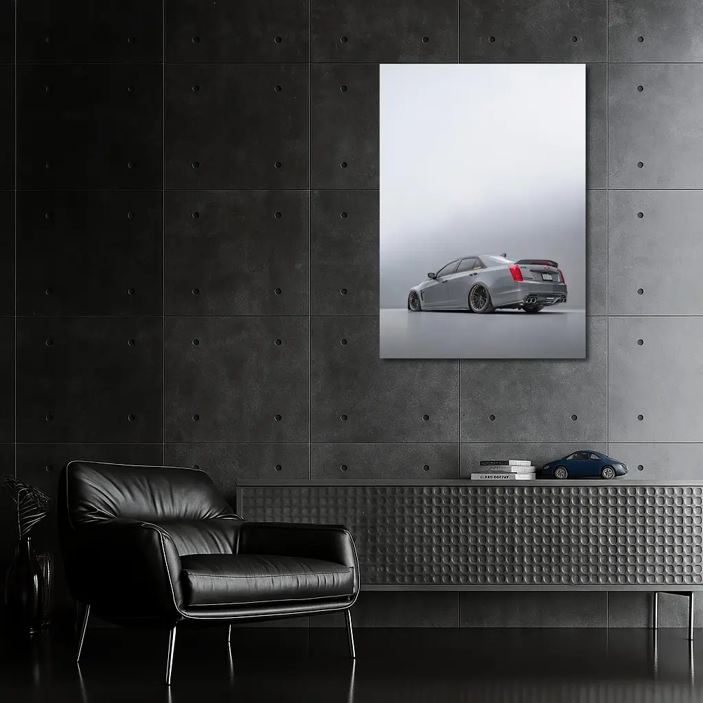 Cadillac CTS Slammed Gray Studio Shot – Wall Art