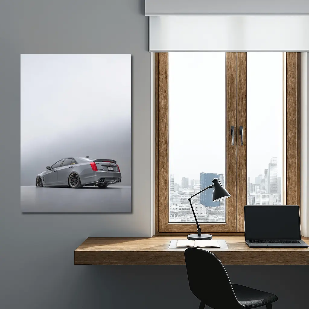 Cadillac CTS Slammed Gray Studio Shot – Wall Art