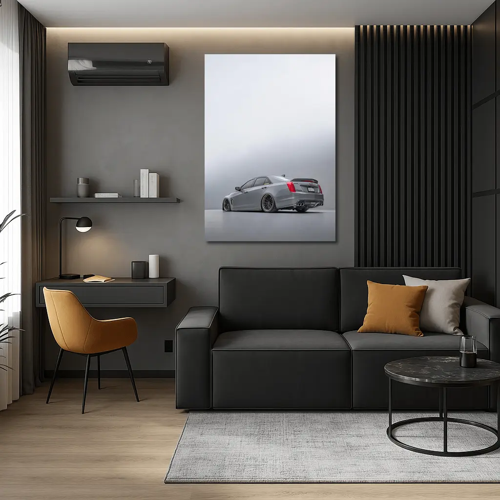 Cadillac CTS Slammed Gray Studio Shot – Wall Art