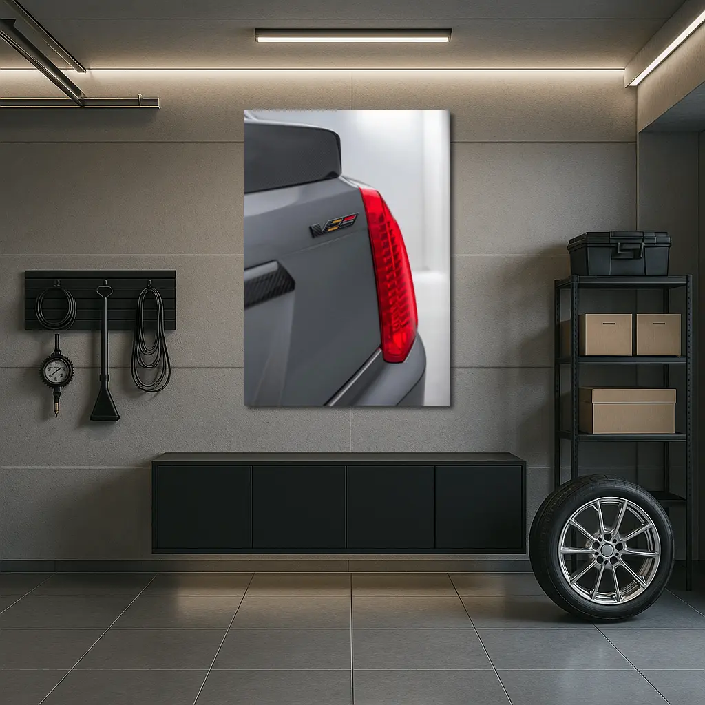 Cadillac V Series Badge Gray Car Detail – Wall Art