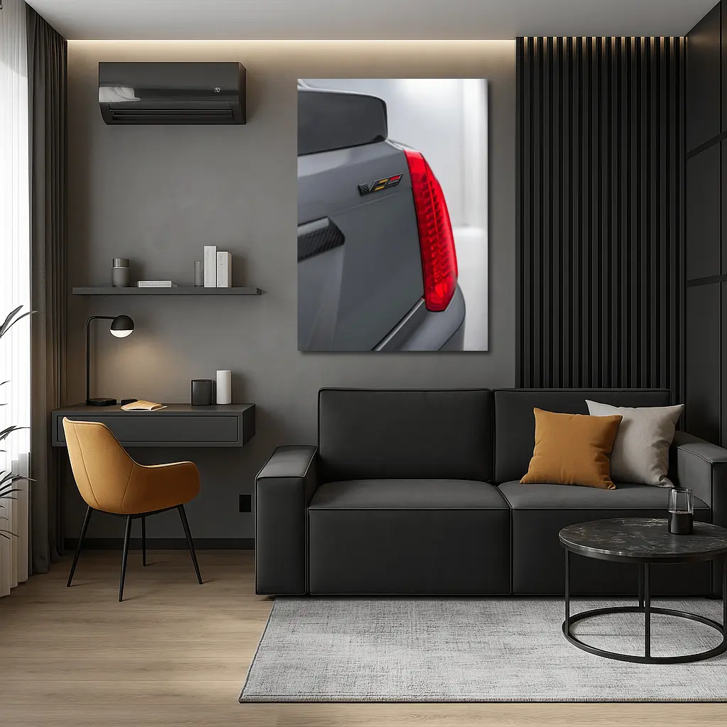 Cadillac V Series Badge Gray Car Detail – Wall Art