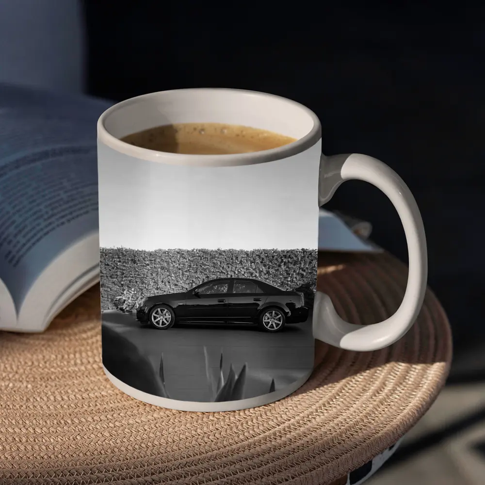 Cadillac CTS Black and White Side Profile – Mugs