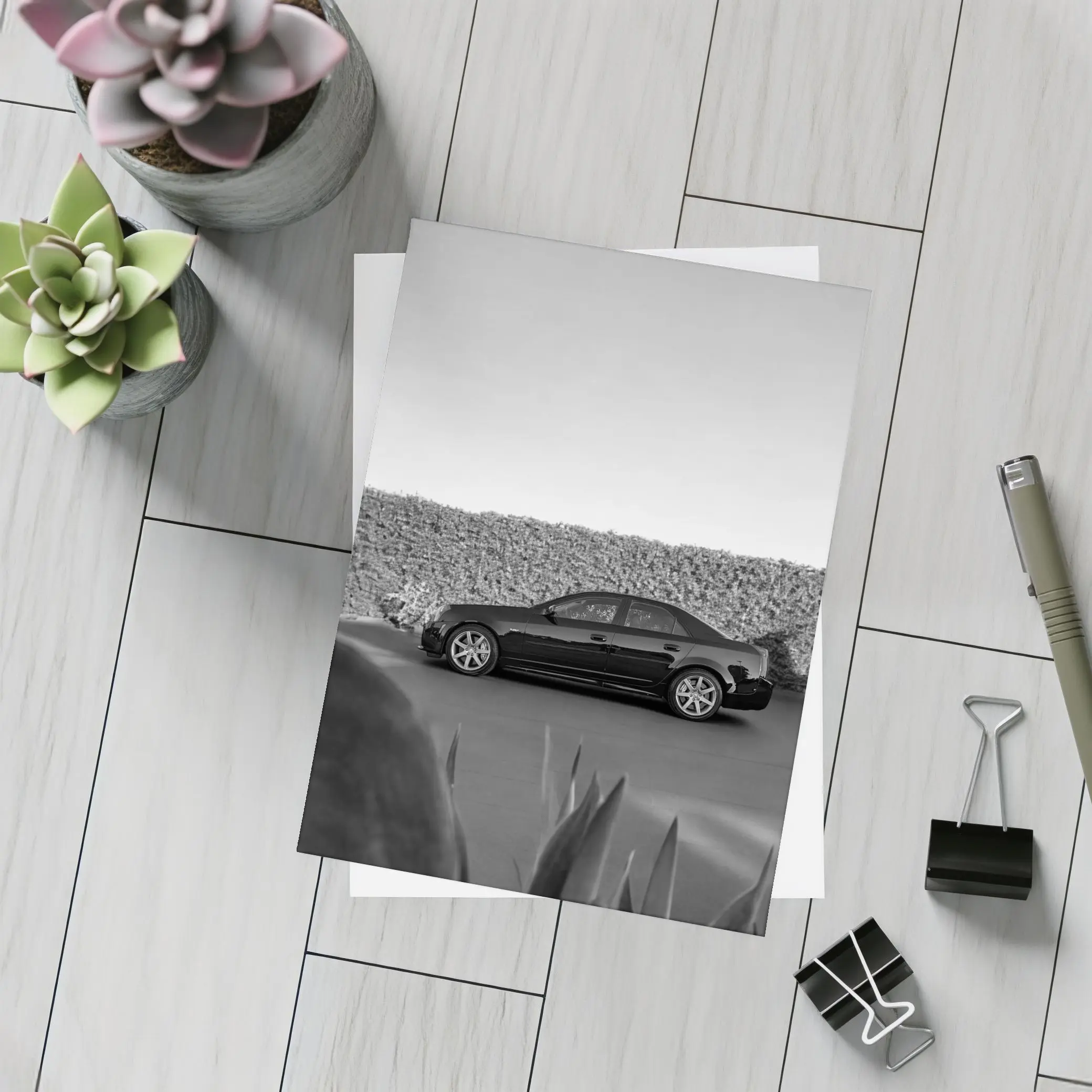 Cadillac CTS Black and White Side Profile – Postcards