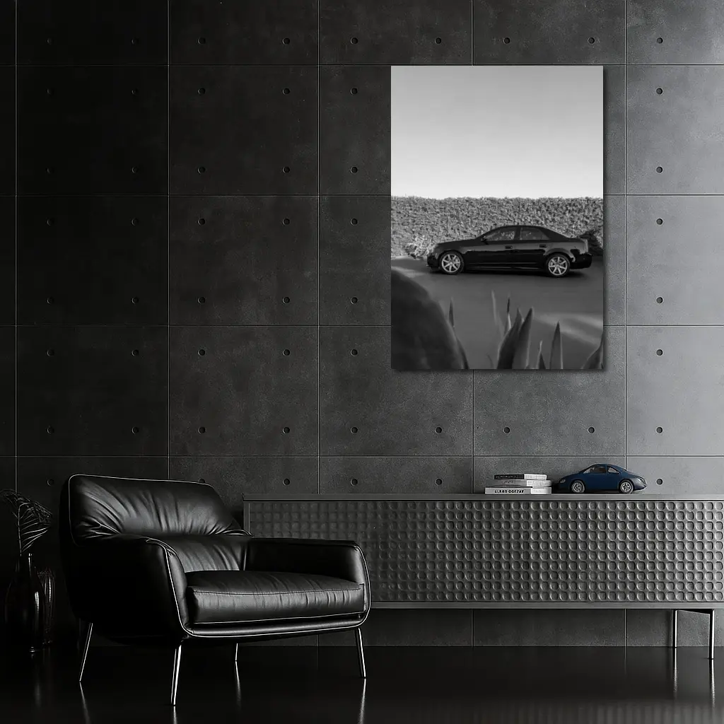 Cadillac CTS Black and White Side Profile – Wall Art